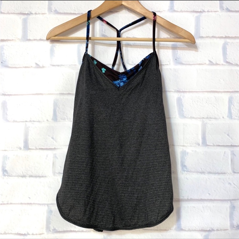 Lululemon Roll Out Tank Heathered Black Petal Pop4